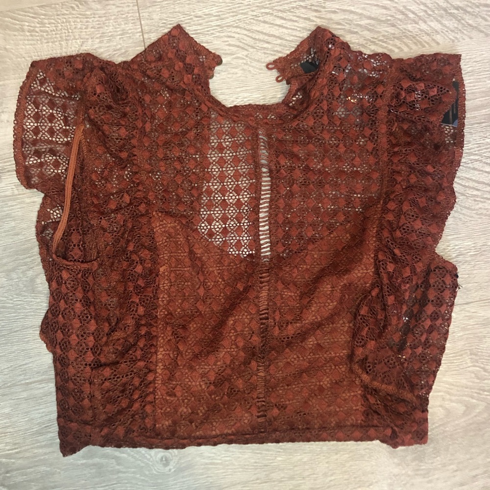 Knit Crop Top - Rust Color Size XL